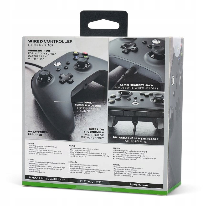 PowerA 1519265-02 Xbox Series X|S/Xbox One vezetékes fekete kontroller