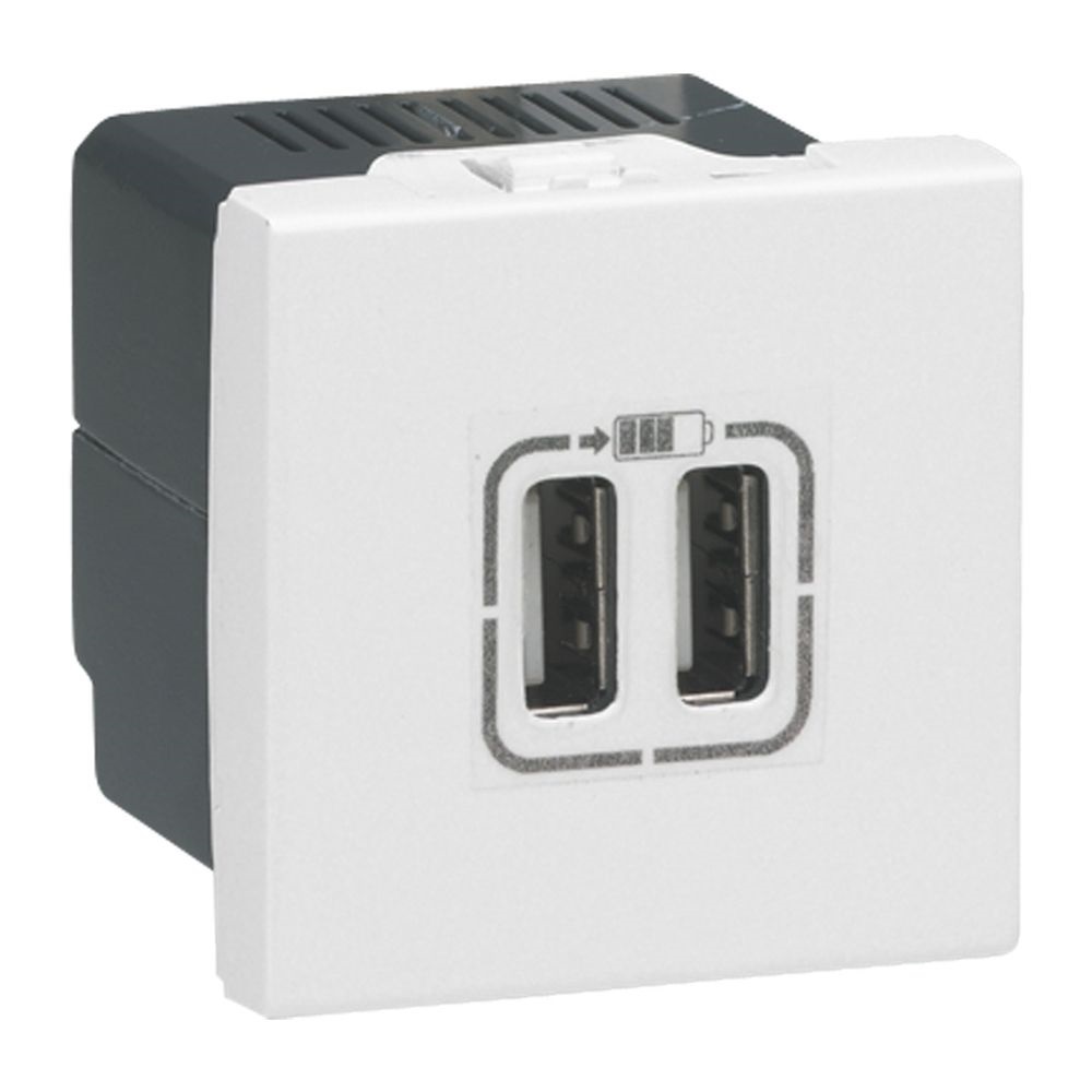 Legrand 077594 Program Mosaic 2400 mA 2 modulos fehér kettős USB töltő aljzat