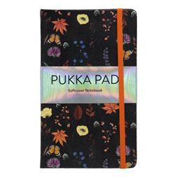 Pukka Pad Bloom A5 192 oldalas vonalas fekete gumipántos napló