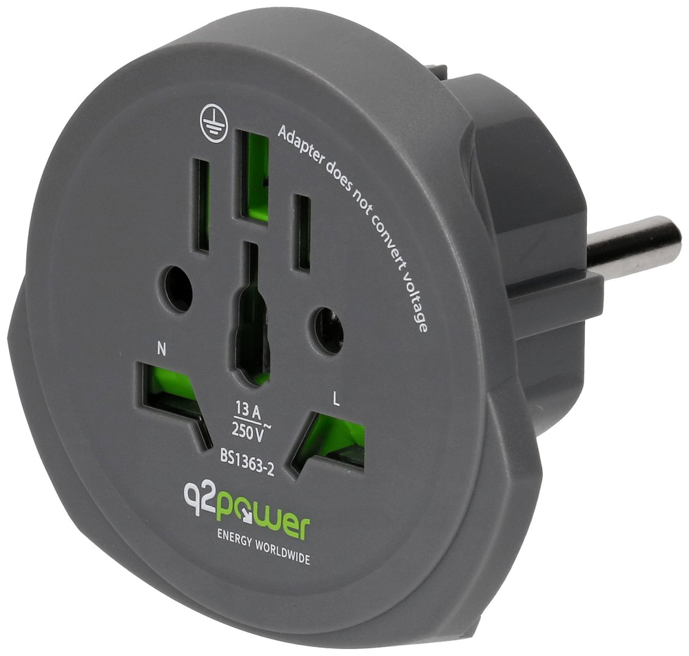 Q2 Power World to Europe utazó adapter