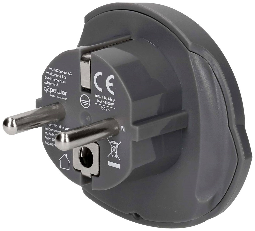 Q2 Power World to Europe utazó adapter