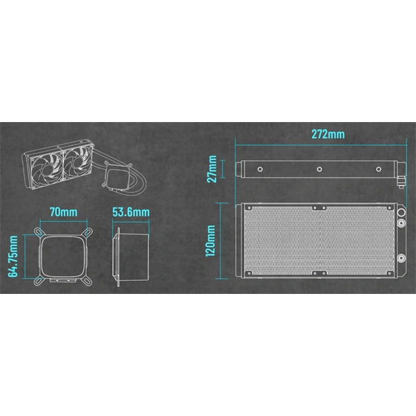 RAIDMAX DIGITAL LD240 ARGB WHITE LCD kijelzős vízhűtés