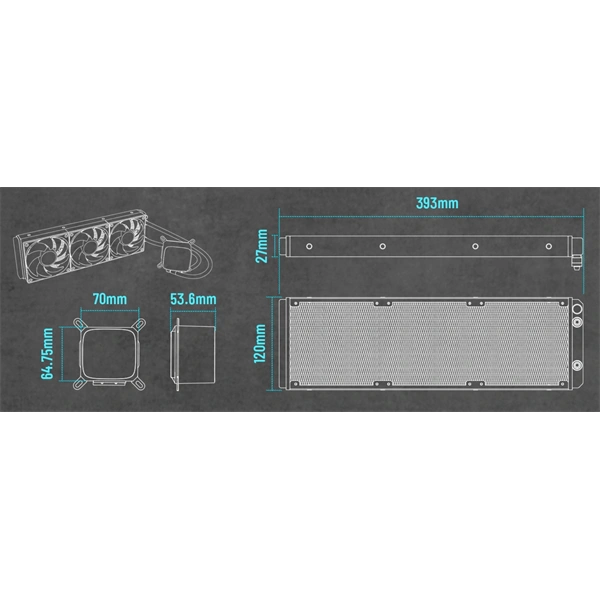 RAIDMAX DIGITAL LD360 ARGB WHITE LCD kijelzős vízhűtés