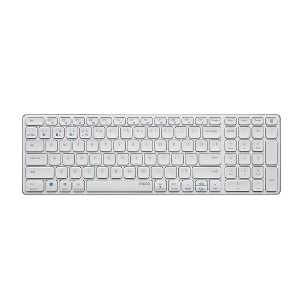 Rapoo 00217473 E9700M Bluetooth (3.0+4.0) + 2,4GHZ fehér vezeték nélküli billentyűzet