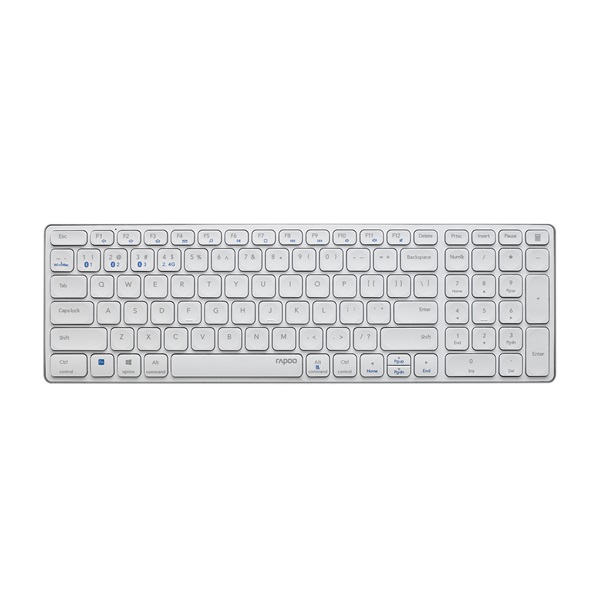 Rapoo 00217473 E9700M Bluetooth (3.0+4.0) + 2,4GHZ fehér vezeték nélküli billentyűzet