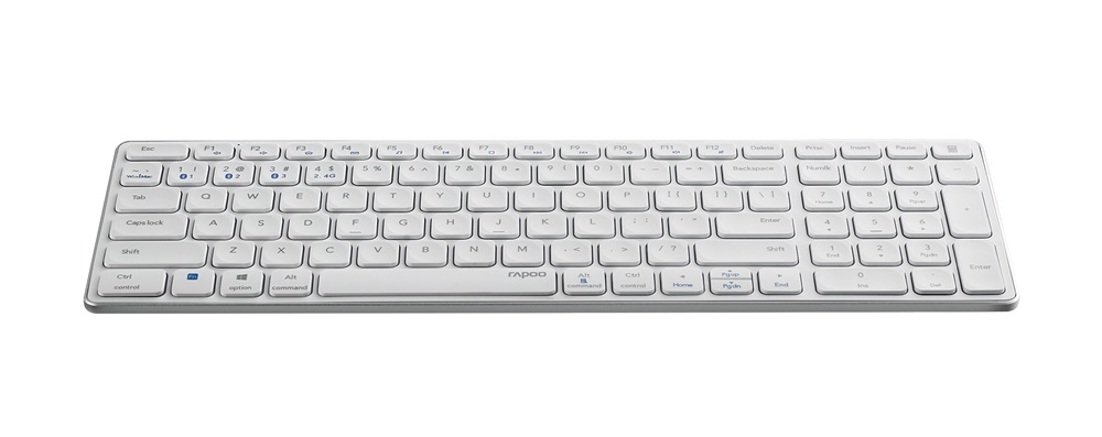 Rapoo 00217473 E9700M Bluetooth (3.0+4.0) + 2,4GHZ fehér vezeték nélküli billentyűzet