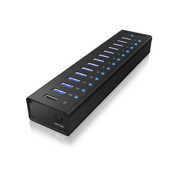 Raidsonic ICY BOX 13 portos USB3.0 HUB + USB charge port 5 V, 2.4 A