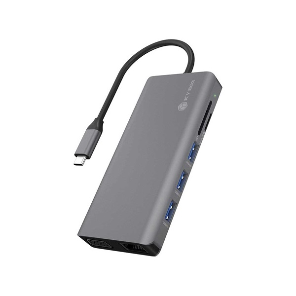 Raidsonic ICY BOX DockingStation 12-in-1 USB-C dokkoló szürke