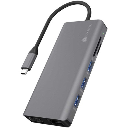 Raidsonic ICY BOX DockingStation 12-in-1 USB-C dokkoló szürke