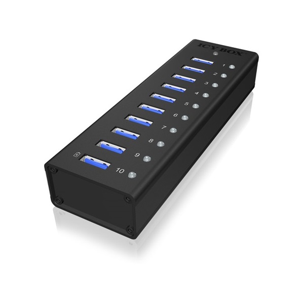 Raidsonic ICY BOX IB-AC6110 10 portos USB3.0 hub táppal