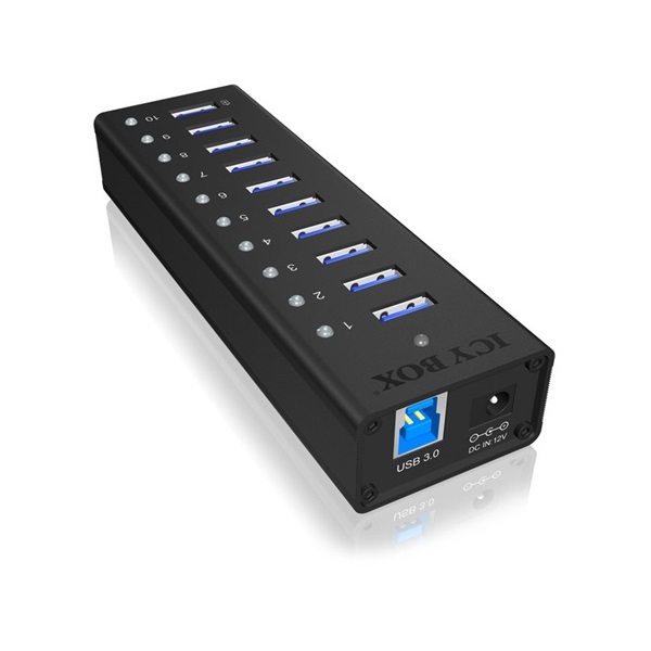 Raidsonic ICY BOX IB-AC6110 10 portos USB3.0 hub táppal