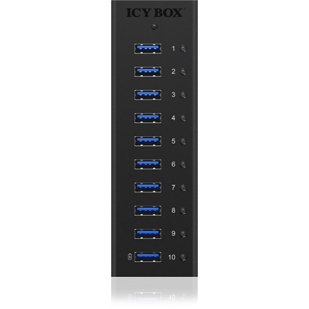 Raidsonic ICY BOX IB-AC6110 10 portos USB3.0 hub táppal