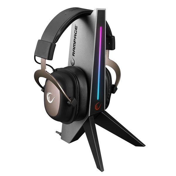 Rampage 35673 RM-H20 USB HUB szürke RGB fejhallgató állvány