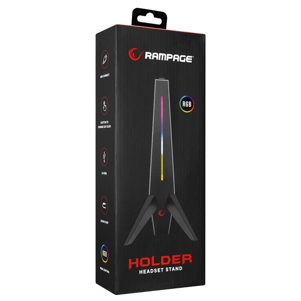 Rampage 35673 RM-H20 USB HUB szürke RGB fejhallgató állvány