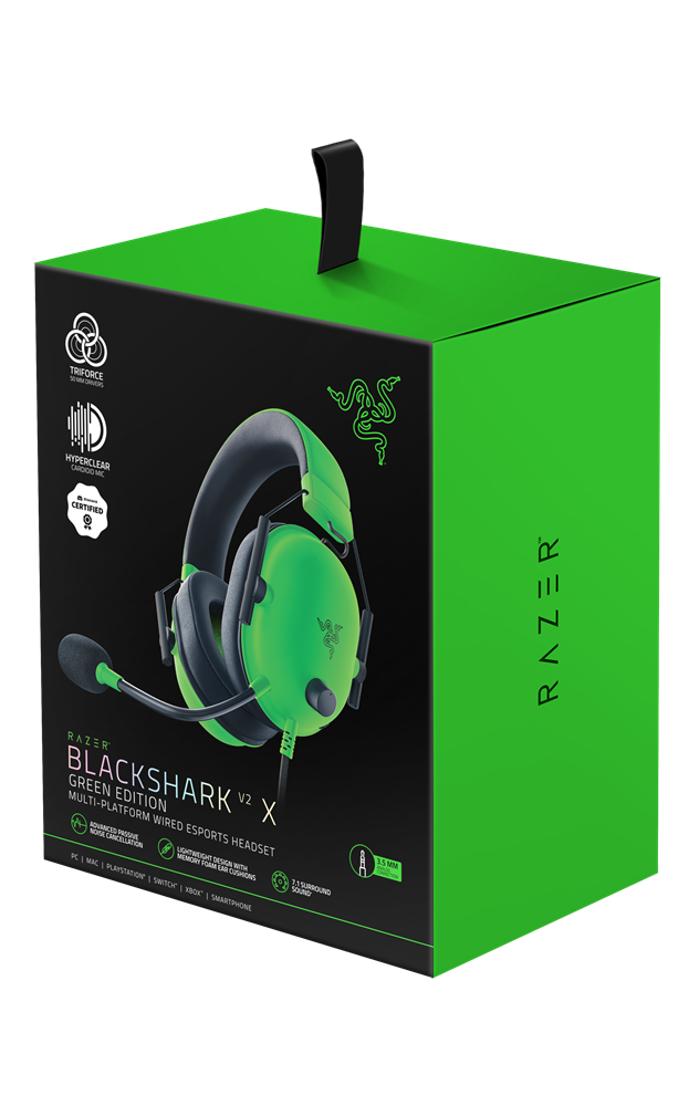 Razer Blackshark V2 X 3,5mm jack zöld gamer headset