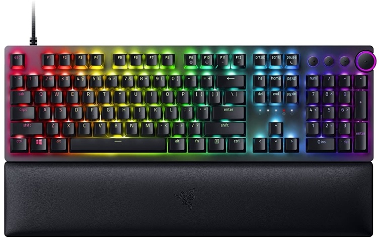 Razer Huntsman V2 (Purple Switch) US RGB fekete gamer billentyűzet
