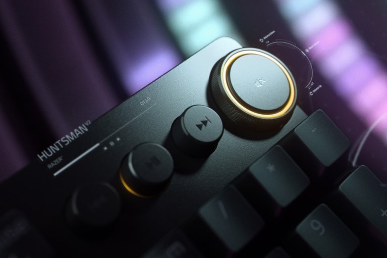 Razer Huntsman V2 (Red Switch) US RGB fekete gamer billentyűzet