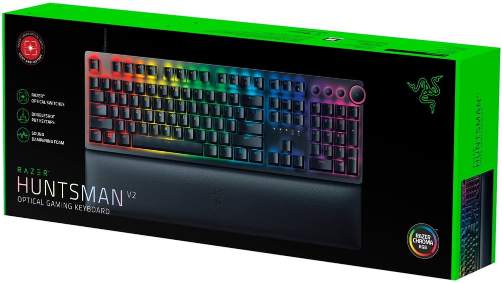 Razer Huntsman V2 (Red Switch) US RGB fekete gamer billentyűzet