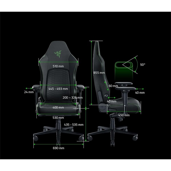 Razer Iskur V2 fekete-zöld gamer szék