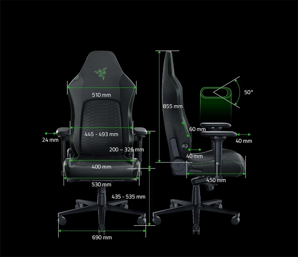 Razer Iskur V2 fekete-zöld gamer szék