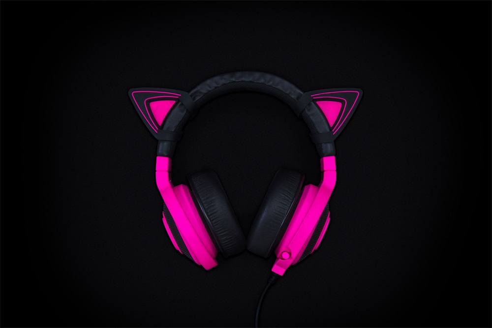 Razer Krakenhez neon lila cicafülek