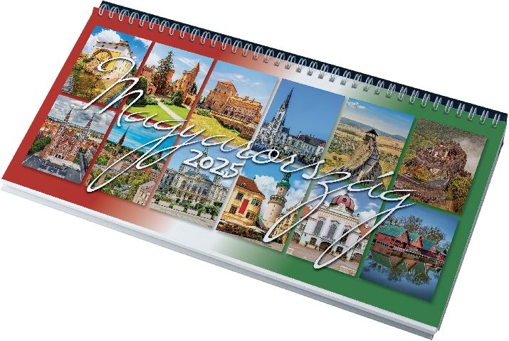 Realsystem 2025 Magyarország 7991-09 képes bordó asztali naptár