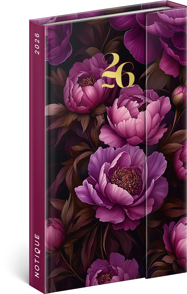 Realsystem 2026 5413 Purple Flowers 13x21cm mágneses zsebnaptár