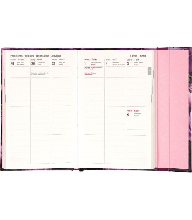Realsystem 2026 5413 Purple Flowers 13x21cm mágneses zsebnaptár