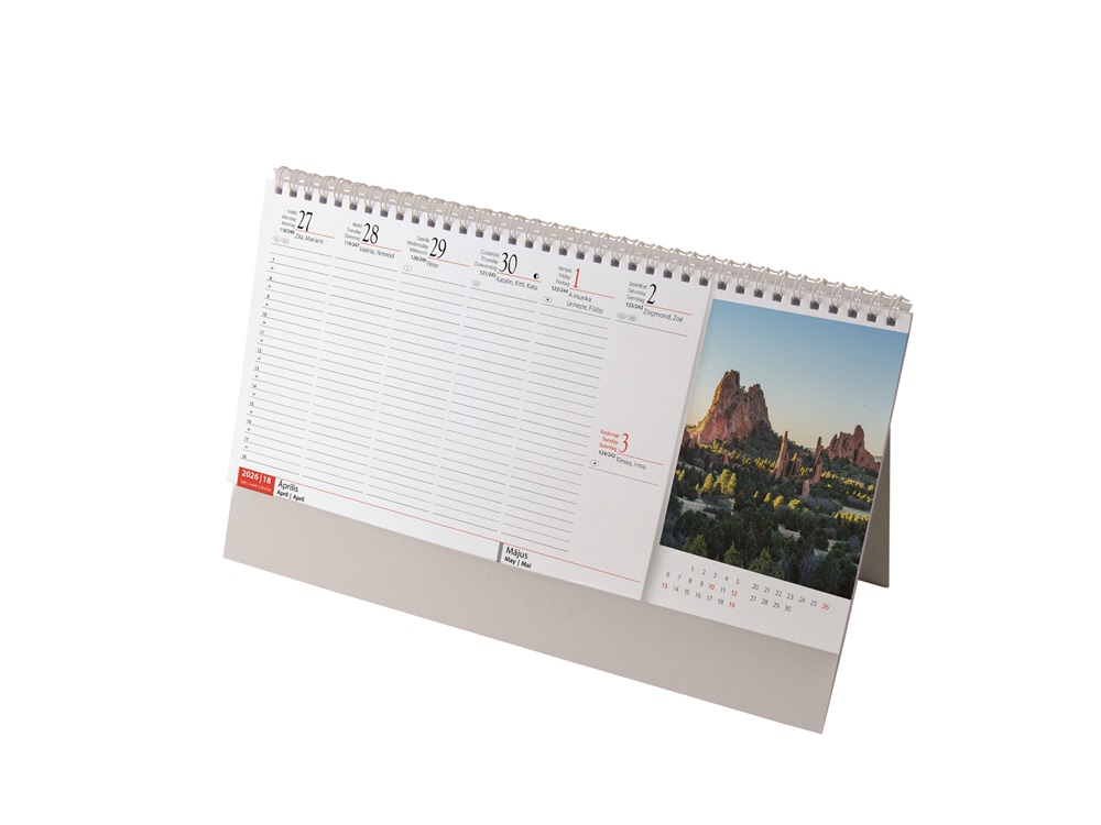 Realsystem 2026 Hegyek 7951-99 papír hátlapos képes álló asztali naptár