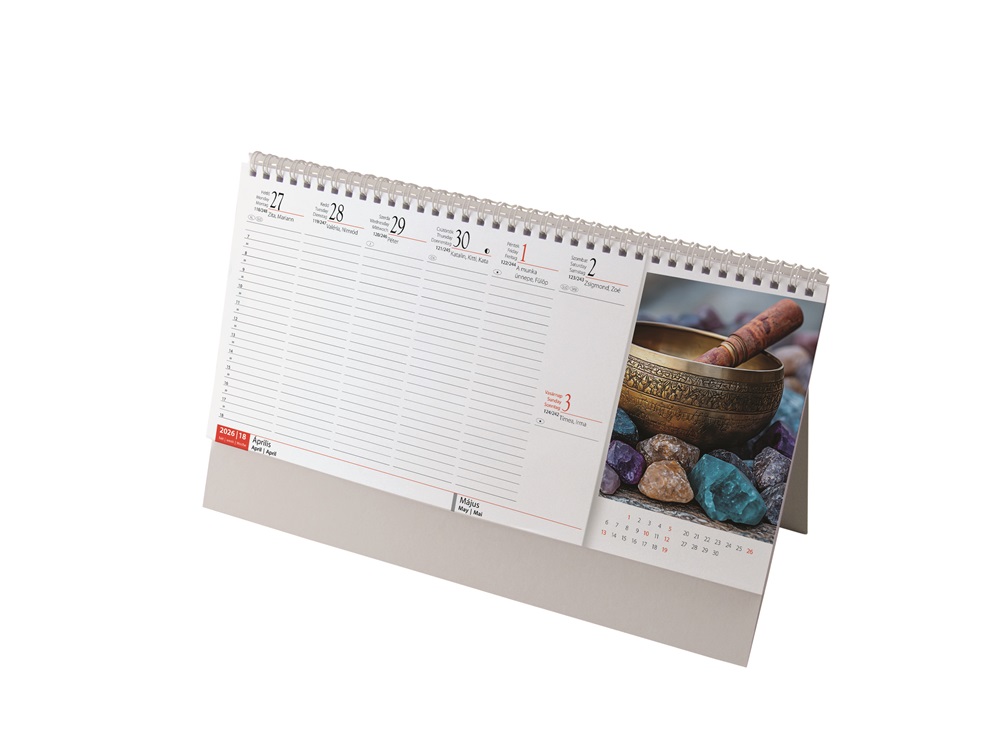 Realsystem 2026 Meditáció 7941-99 papír hátlapos képes álló asztali naptár