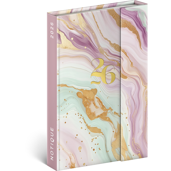 Realsystem 2026 Pink Marble 5412 B6 mágneses zsebnaptár