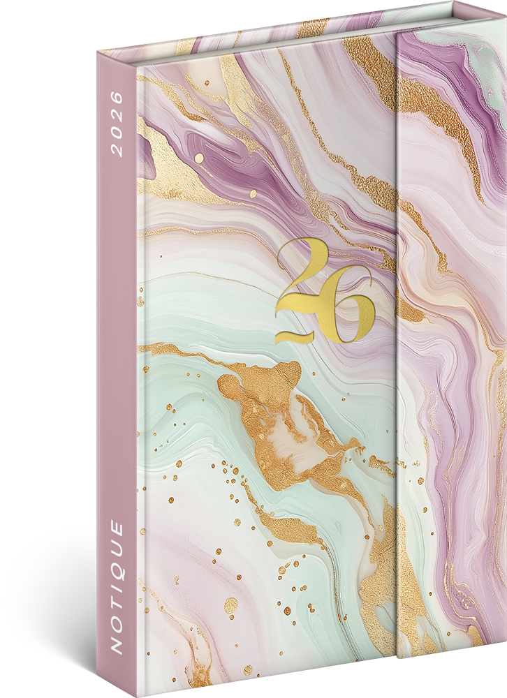 Realsystem 2026 Pink Marble 5412 B6 mágneses zsebnaptár