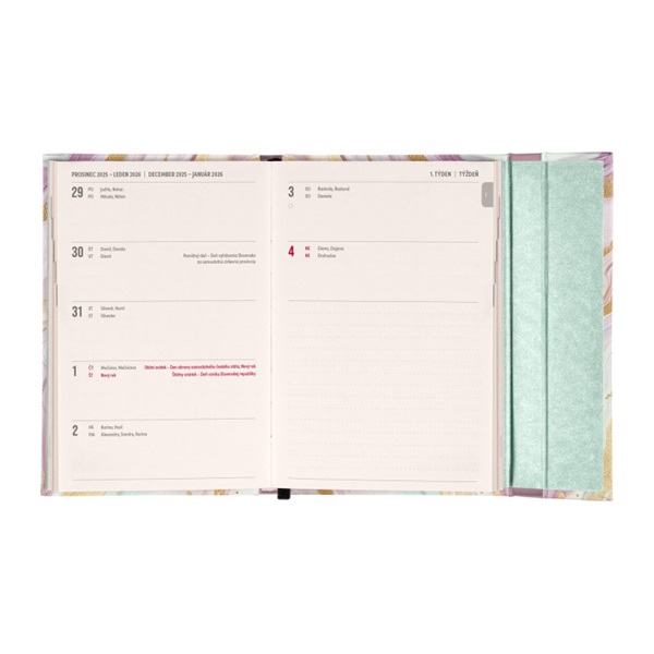Realsystem 2026 Pink Marble 5412 B6 mágneses zsebnaptár
