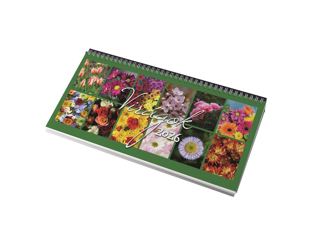 Realsystem 2026 Virágok 7981-99 papír hátlapos képes álló asztali naptár