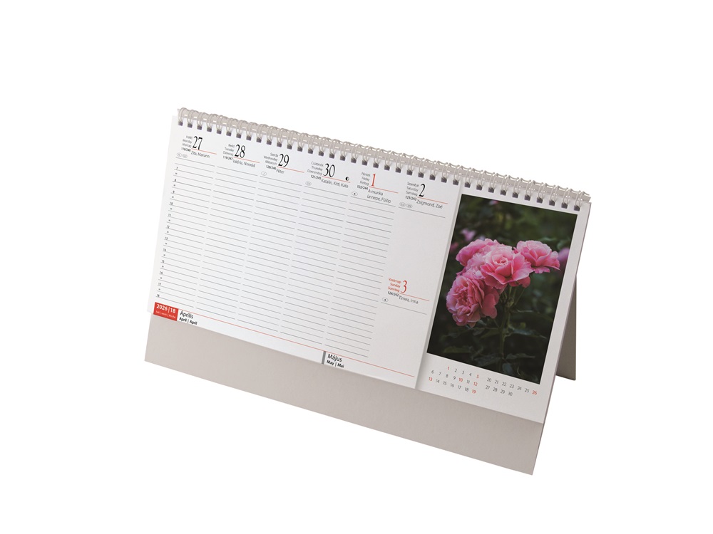 Realsystem 2026 Virágok 7981-99 papír hátlapos képes álló asztali naptár