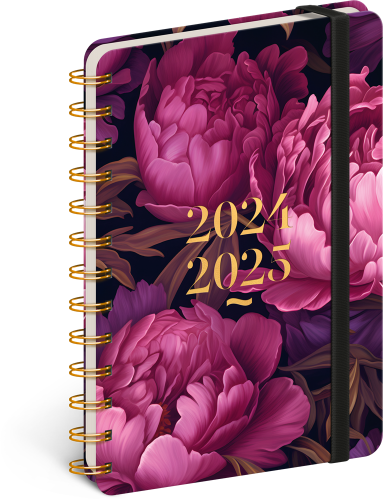 Realsystem Petito Purple Flowers 2024/2025 13×18cm 18 hónapos spirálos naptár