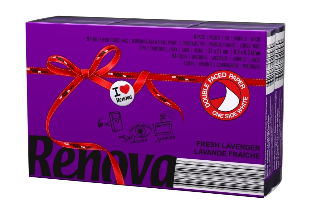 Renova 6x9 db-os 3 rétegű levendula illatú papírzsebkendő