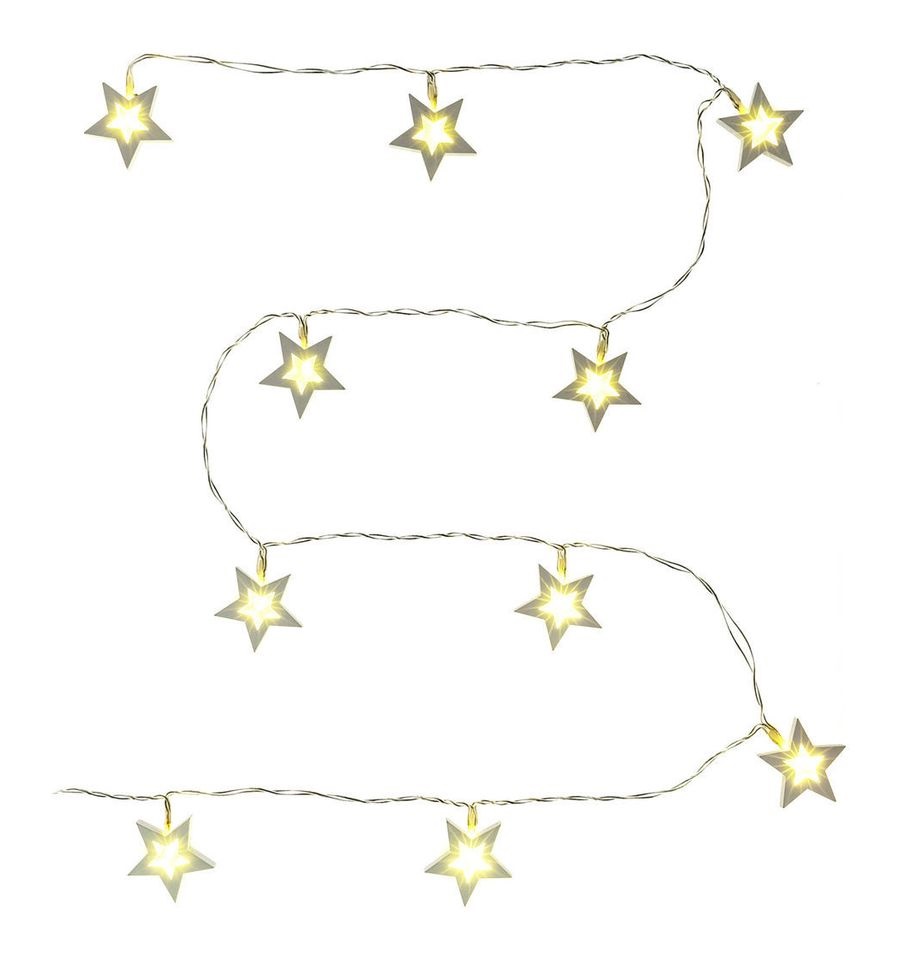 Retlux RXL 239 10 LED/2x AA/meleg fehér/fehér csillagok karácsonyi fényfüggöny