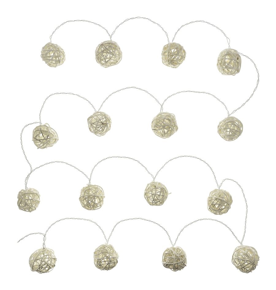 Retlux RXL 248 16 LED/2x AA/meleg fehér rattan golyók karácsonyi gömbfüzér