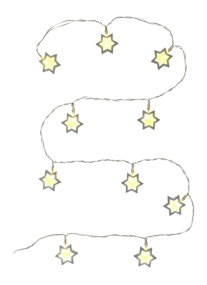 Retlux RXL 270 10 LED/2x AA/meleg fehér hatágú csillagok karácsonyi fényfüggöny