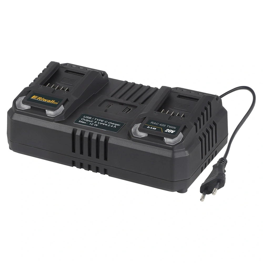 Riwall RAC 420 TWIN 20V 2x4,5A dupla akku gyorstöltő