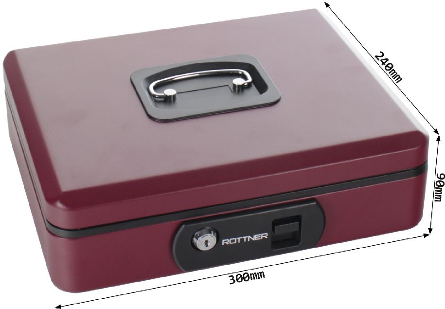 Rottner Pro Box Two bordó kulcsos pénztároló kazetta