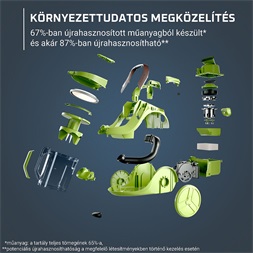 Rowenta RO7C89EA Green Force Cyclonic Effitech+ Total Clean fekete porzsák nélküli porszívó
