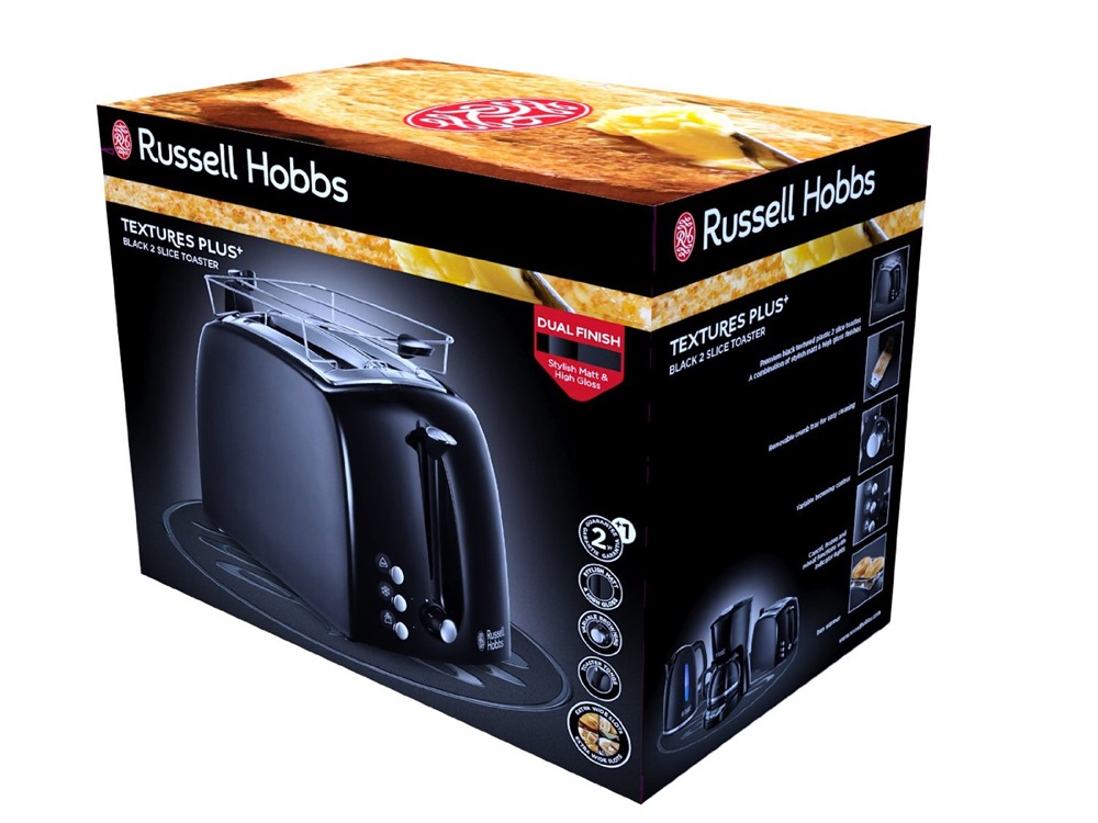 Russell Hobbs 22601-56 Textures Plusz fekete 2 szeletes kenyérpirító