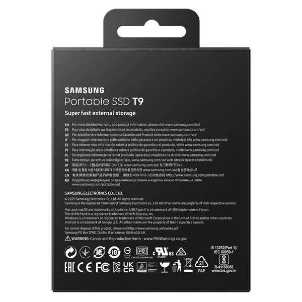 SAMSUNG Portable SSD T9 USB 3.2 Gen 2x2 1TB, Black