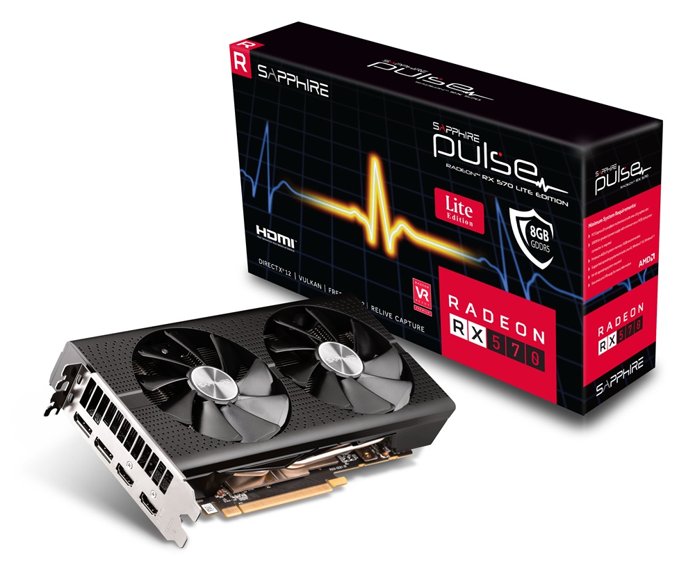 SAPPHIRE PULSE RX 570 8GB LITE AMD 8GB GDDR5 256bit PCIe videokártya