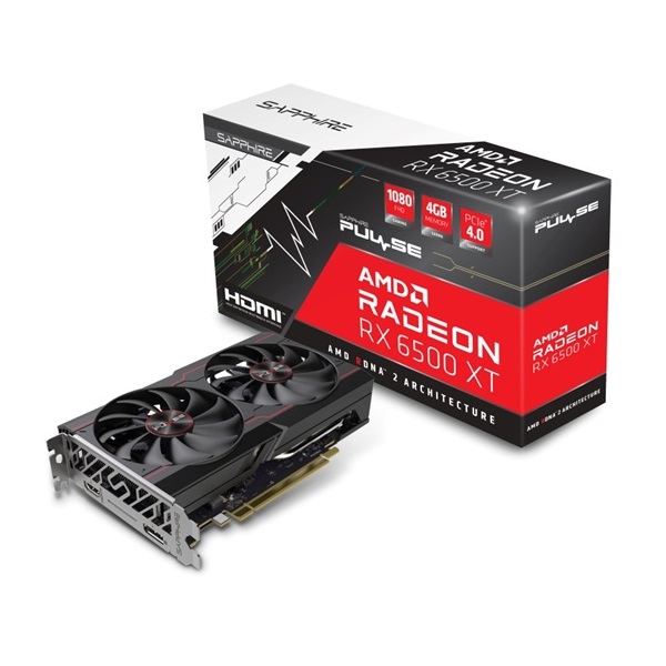 SAPPHIRE PULSE Radeon RX 6500 XT AMD 4GB GDDR6 64bit PCIe videókártya