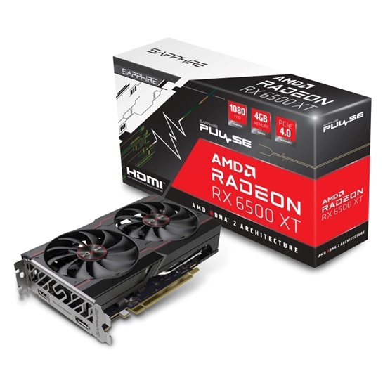 SAPPHIRE PULSE Radeon RX 6500 XT AMD 4GB GDDR6 64bit PCIe videókártya