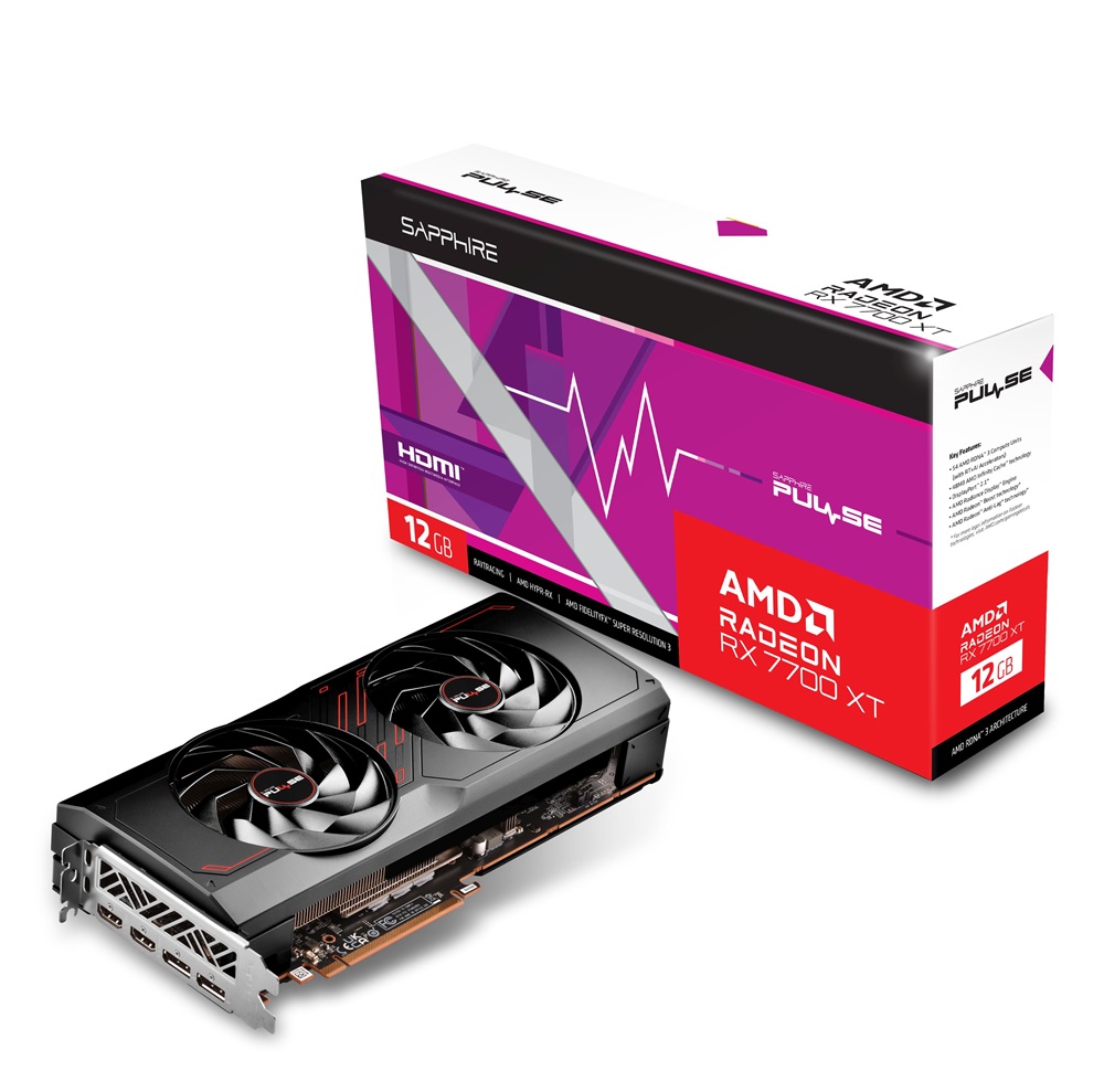 SAPPHIRE PULSE Radeon RX 7700 XT AMD 12GB GDDR6 192bit PCIe videókártya