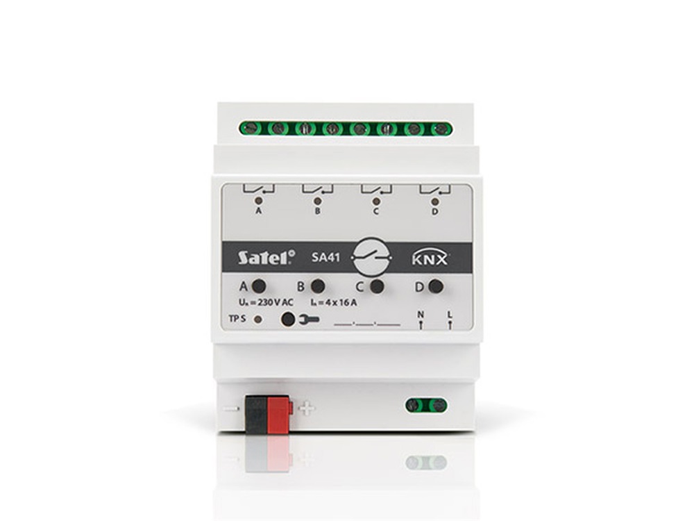 SATEL KNXSA41 4 csatornás/4 független áramkör relével/INTKNX2-be köthető/NO/NC mód/KNX modul